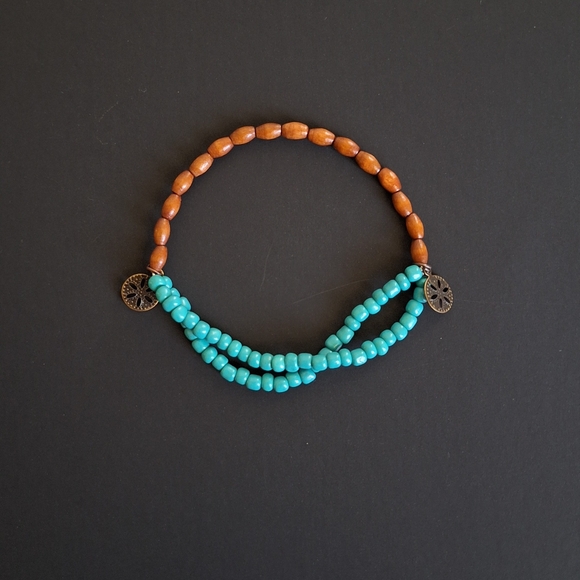 Jewelry - Handcrafted bracelet wood&glass beads